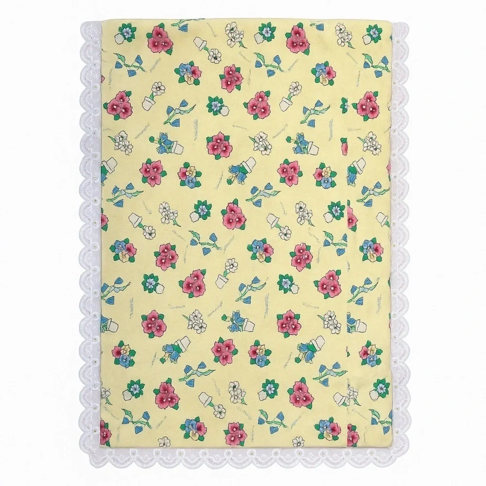 Vintage Floral Doll Blanket With Lace Trim